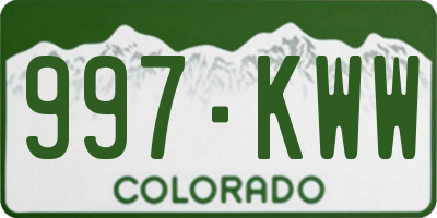 CO license plate 997KWW