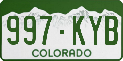 CO license plate 997KYB