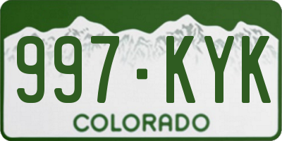 CO license plate 997KYK