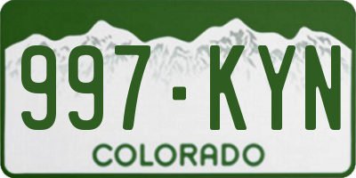 CO license plate 997KYN