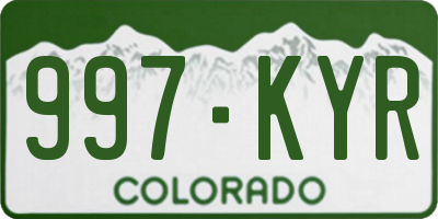 CO license plate 997KYR