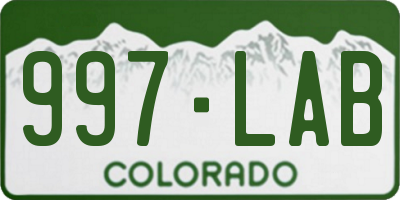 CO license plate 997LAB