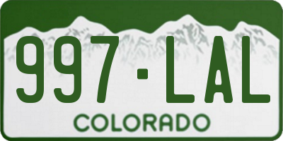 CO license plate 997LAL
