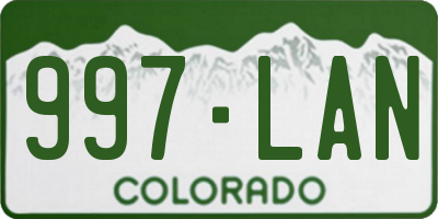 CO license plate 997LAN