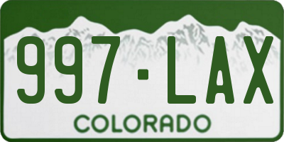 CO license plate 997LAX