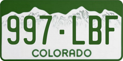 CO license plate 997LBF