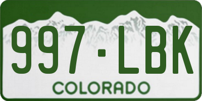 CO license plate 997LBK