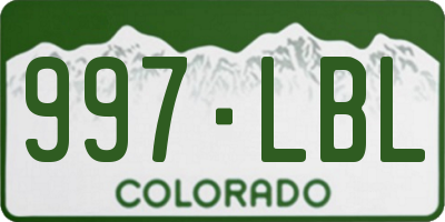 CO license plate 997LBL