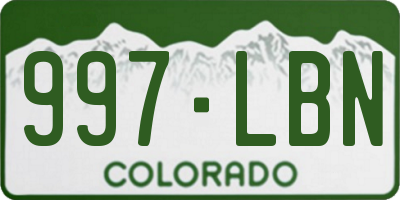 CO license plate 997LBN