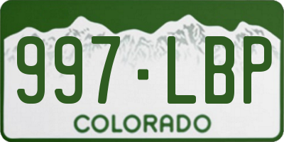 CO license plate 997LBP