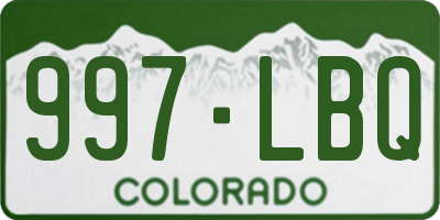 CO license plate 997LBQ