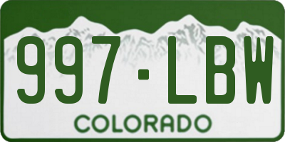 CO license plate 997LBW