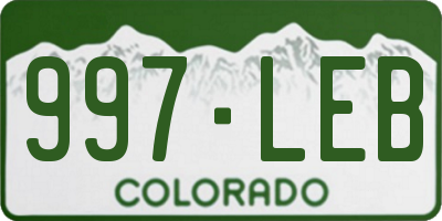 CO license plate 997LEB