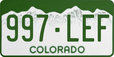 CO license plate 997LEF