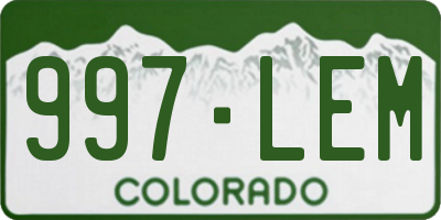 CO license plate 997LEM