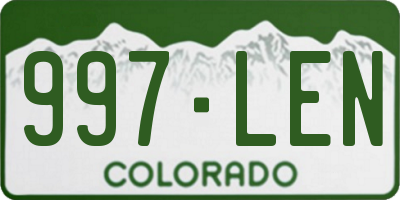 CO license plate 997LEN