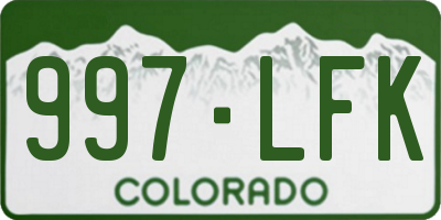CO license plate 997LFK