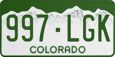 CO license plate 997LGK