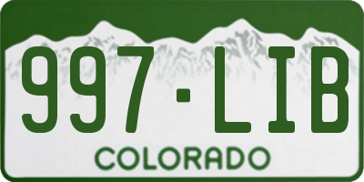 CO license plate 997LIB