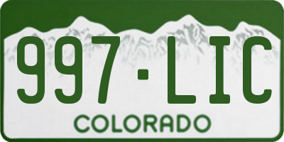 CO license plate 997LIC