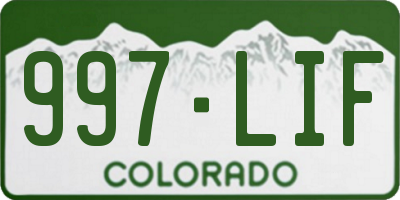 CO license plate 997LIF