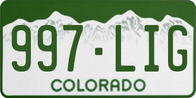 CO license plate 997LIG