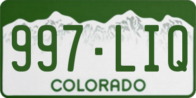 CO license plate 997LIQ