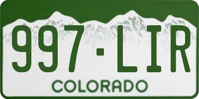 CO license plate 997LIR