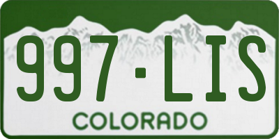 CO license plate 997LIS