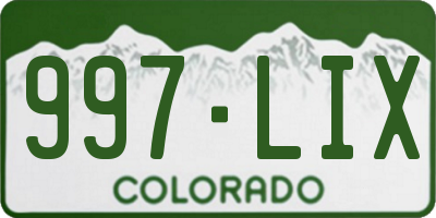 CO license plate 997LIX