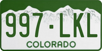 CO license plate 997LKL