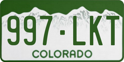 CO license plate 997LKT