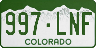CO license plate 997LNF