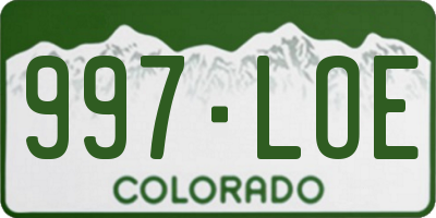 CO license plate 997LOE