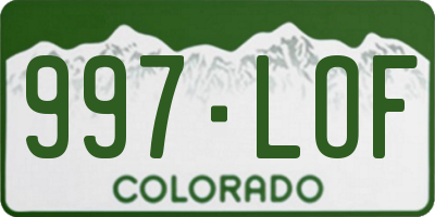 CO license plate 997LOF