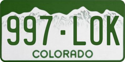 CO license plate 997LOK