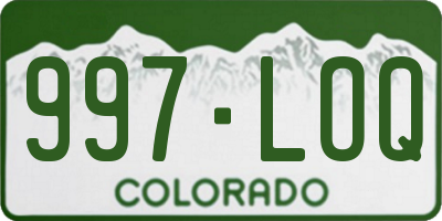 CO license plate 997LOQ
