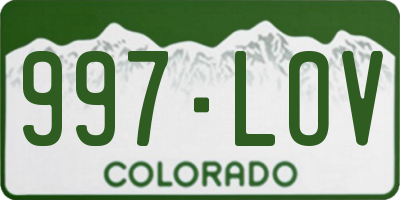 CO license plate 997LOV