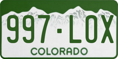 CO license plate 997LOX