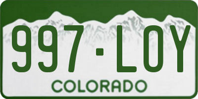 CO license plate 997LOY