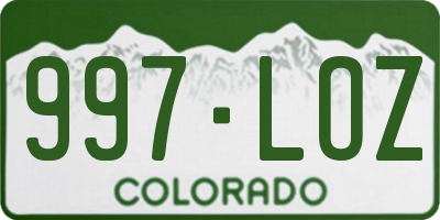 CO license plate 997LOZ