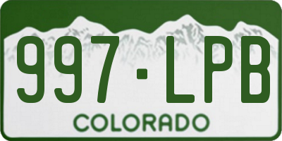 CO license plate 997LPB