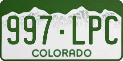 CO license plate 997LPC