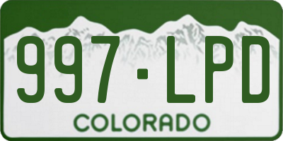 CO license plate 997LPD