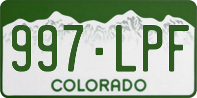 CO license plate 997LPF
