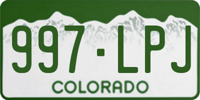 CO license plate 997LPJ