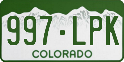 CO license plate 997LPK