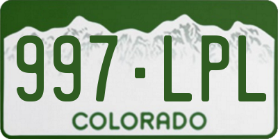 CO license plate 997LPL