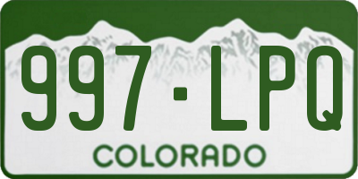 CO license plate 997LPQ