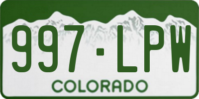 CO license plate 997LPW
